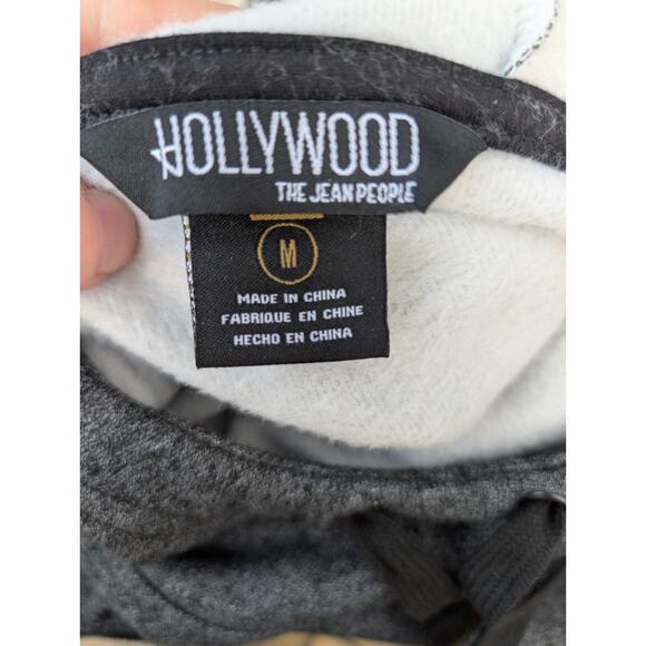 Hollywood The Jean People Mens Fleece Lined Funnel Neck Hoodie Sz M Charcoal - Picture 9 of 9